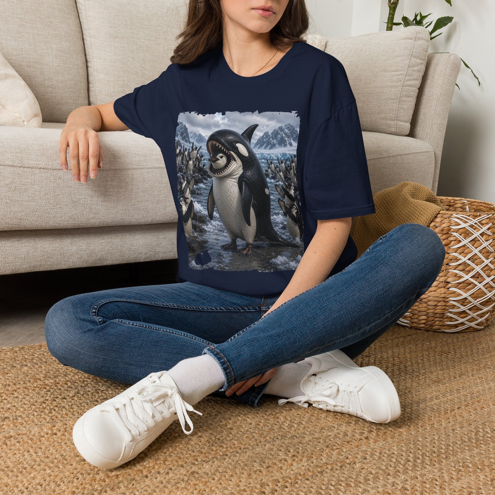 Orca & Penguin Graphic T‑Shirt — Cute Antarctic Wildlife Tee
