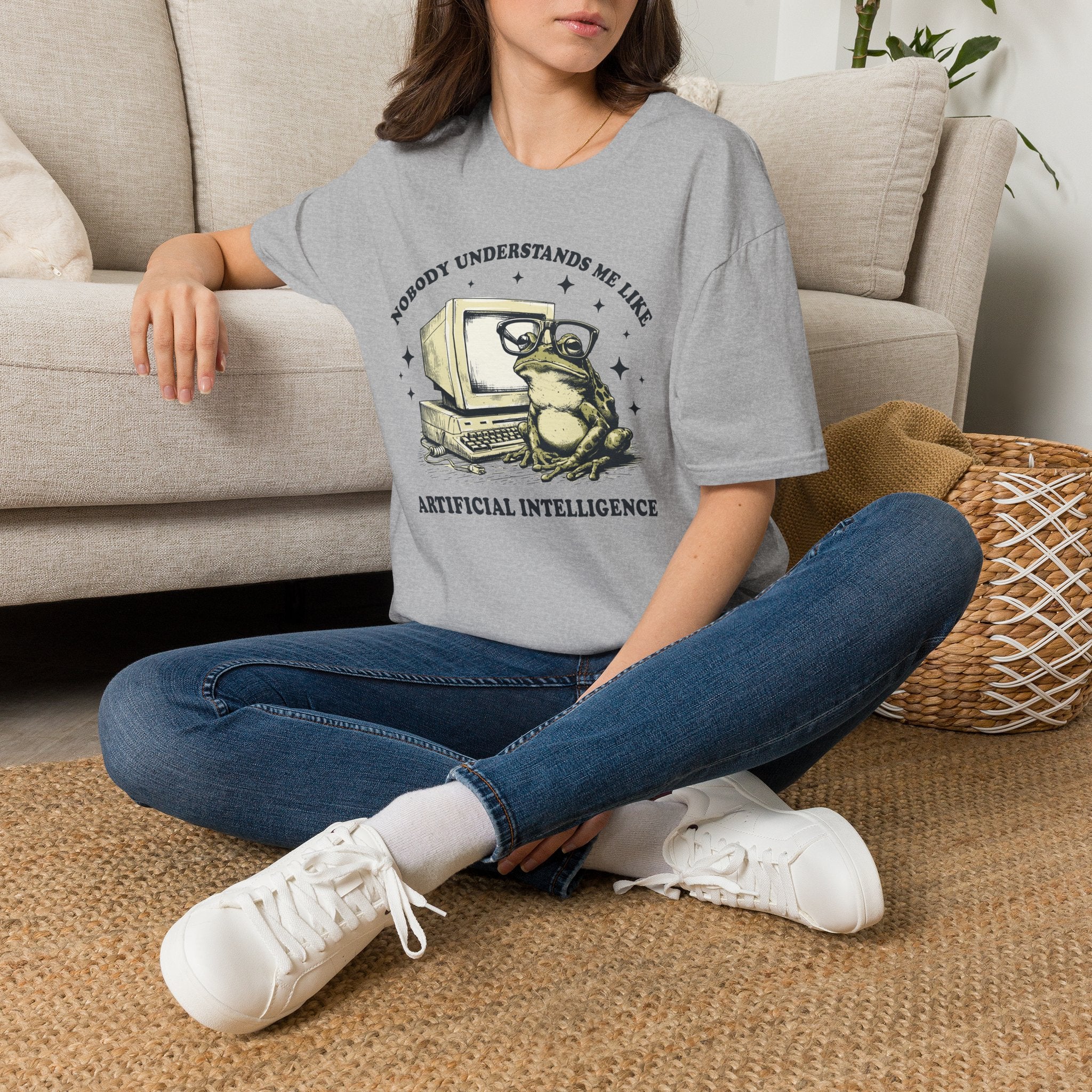 T-Shirt — 'Nobody Understands Me Like Artificial Intelligence' Retro Frog Graphic Tee
