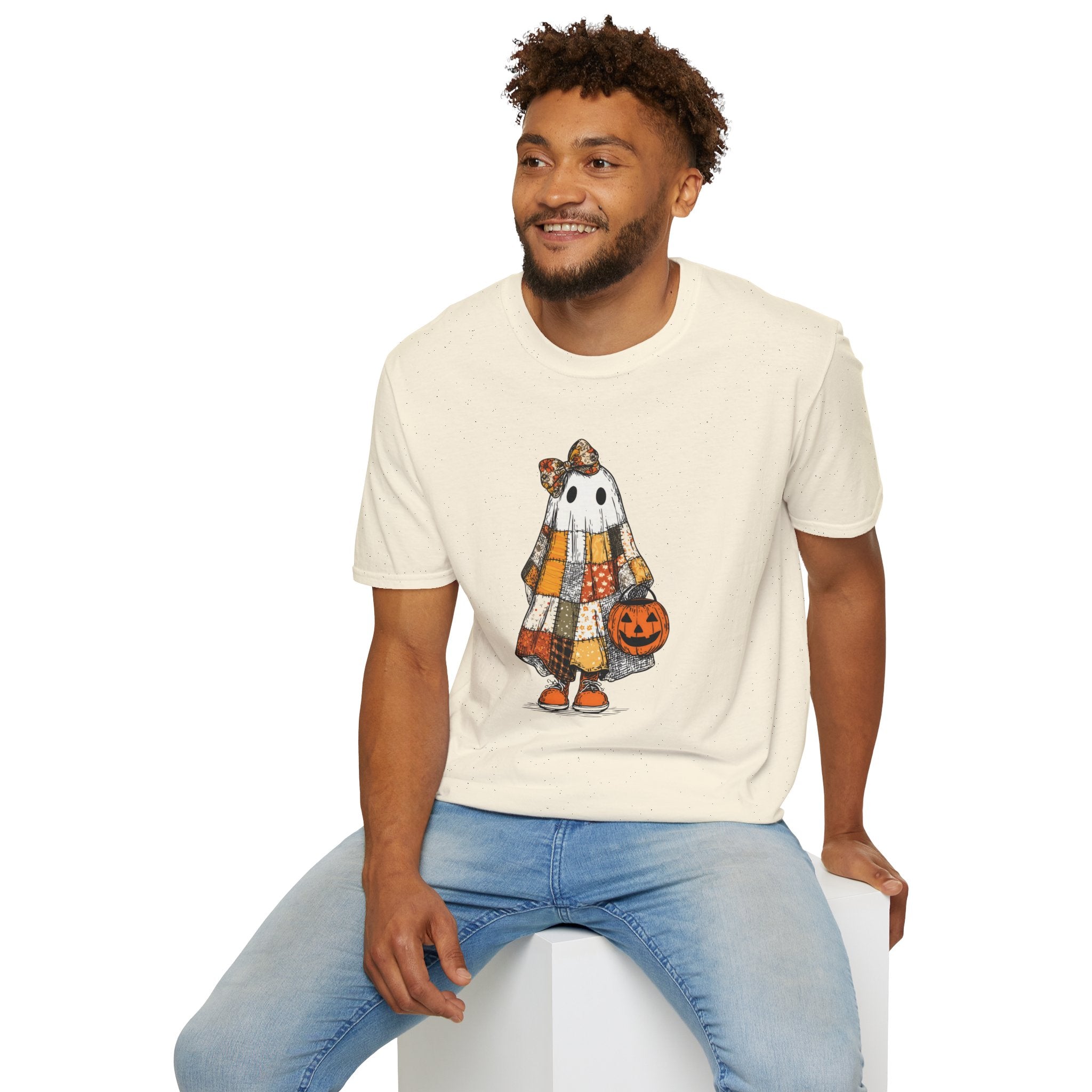 Ghost Softstyle T-Shirt with Patchwork Quilt Design