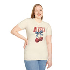 Patriotic Cherry T-Shirt — Glossy Stars & Vintage “AMERICA” Design