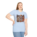 Halloween Pumpkin Crew T-Shirt — Leopard & Buffalo Plaid Spooky Friends