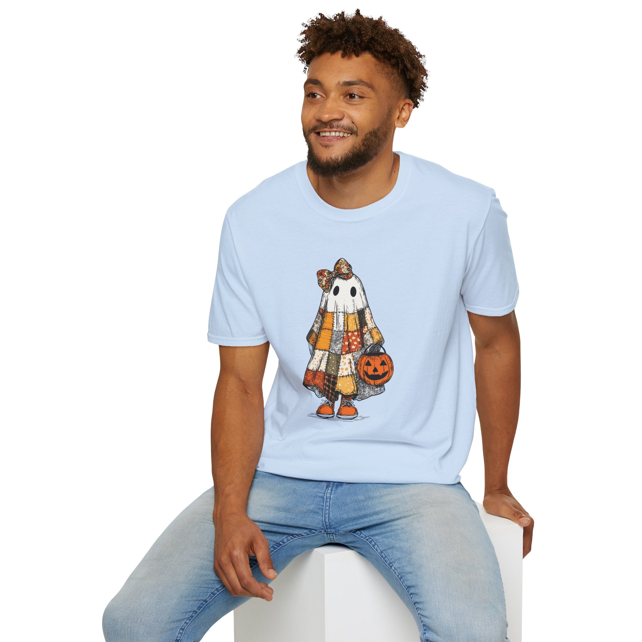 Ghost Softstyle T-Shirt with Patchwork Quilt Design