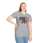 Bigfoot & Alien Patriotic T-Shirt — Distressed Flag Cryptid Design