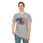 Bigfoot & Alien Patriotic T-Shirt — Distressed Flag Cryptid Design