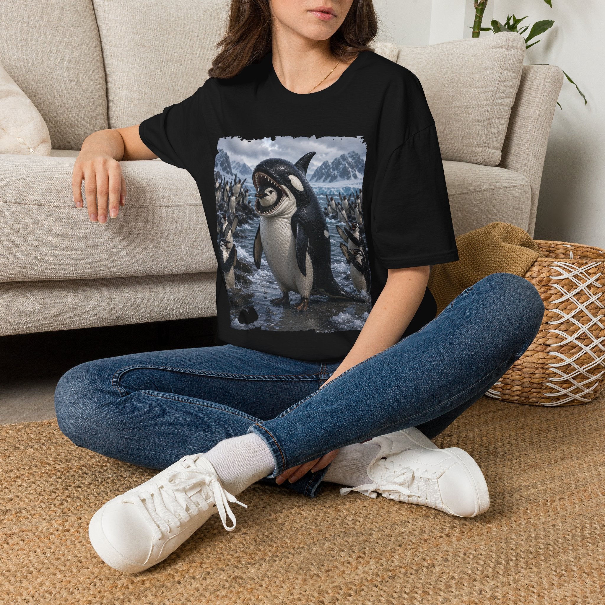 Orca & Penguin Graphic T‑Shirt — Cute Antarctic Wildlife Tee