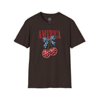 Patriotic Cherry T-Shirt — Glossy Stars & Vintage “AMERICA” Design