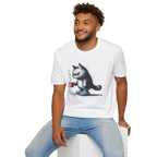 Cat Coffee T-Shirt — Grumpy Cat Holding Mug Illustration