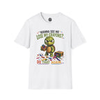Funny Angry Turtle T-Shirt — “Wanna See Me Lose My Crayons? Do That Again…” — Teacher & Art Lover Tee