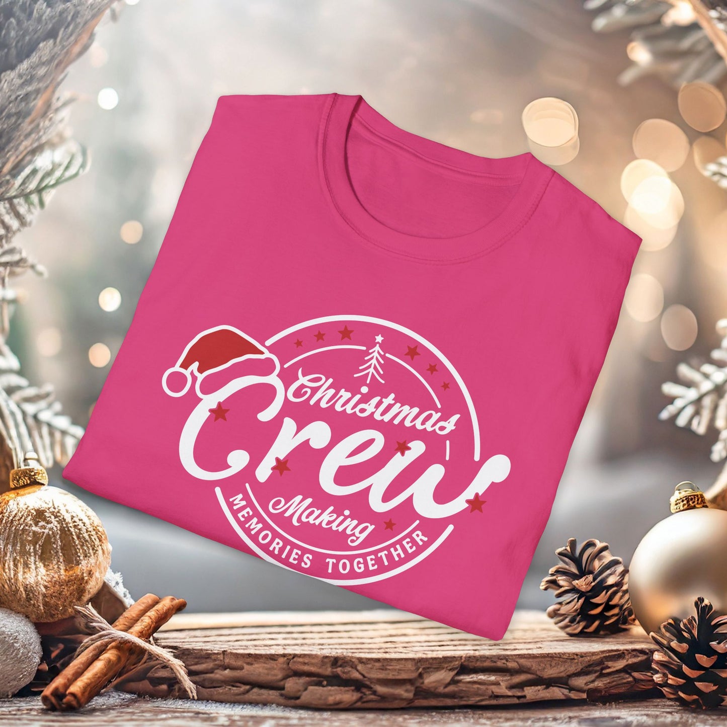 Christmas Crew Unisex T-Shirt | Making Memories Together and Santa Hat Design