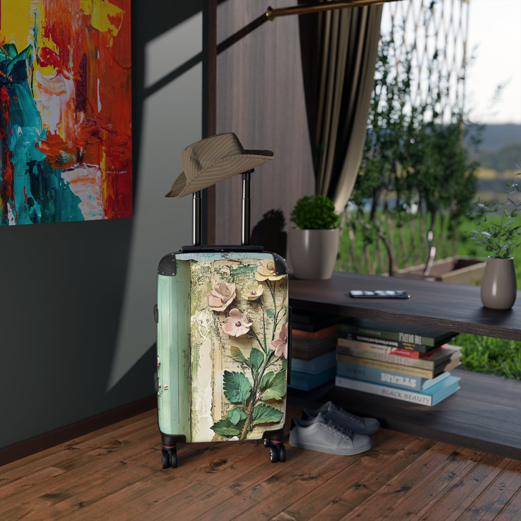 Floral Blue Bloom Suitcase – Luggage Cover with Large 3D Flower Design