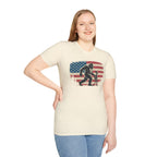 Bigfoot & Alien Patriotic T-Shirt — Distressed Flag Cryptid Design