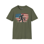 Bigfoot & Alien Patriotic T-Shirt — Distressed Flag Cryptid Design