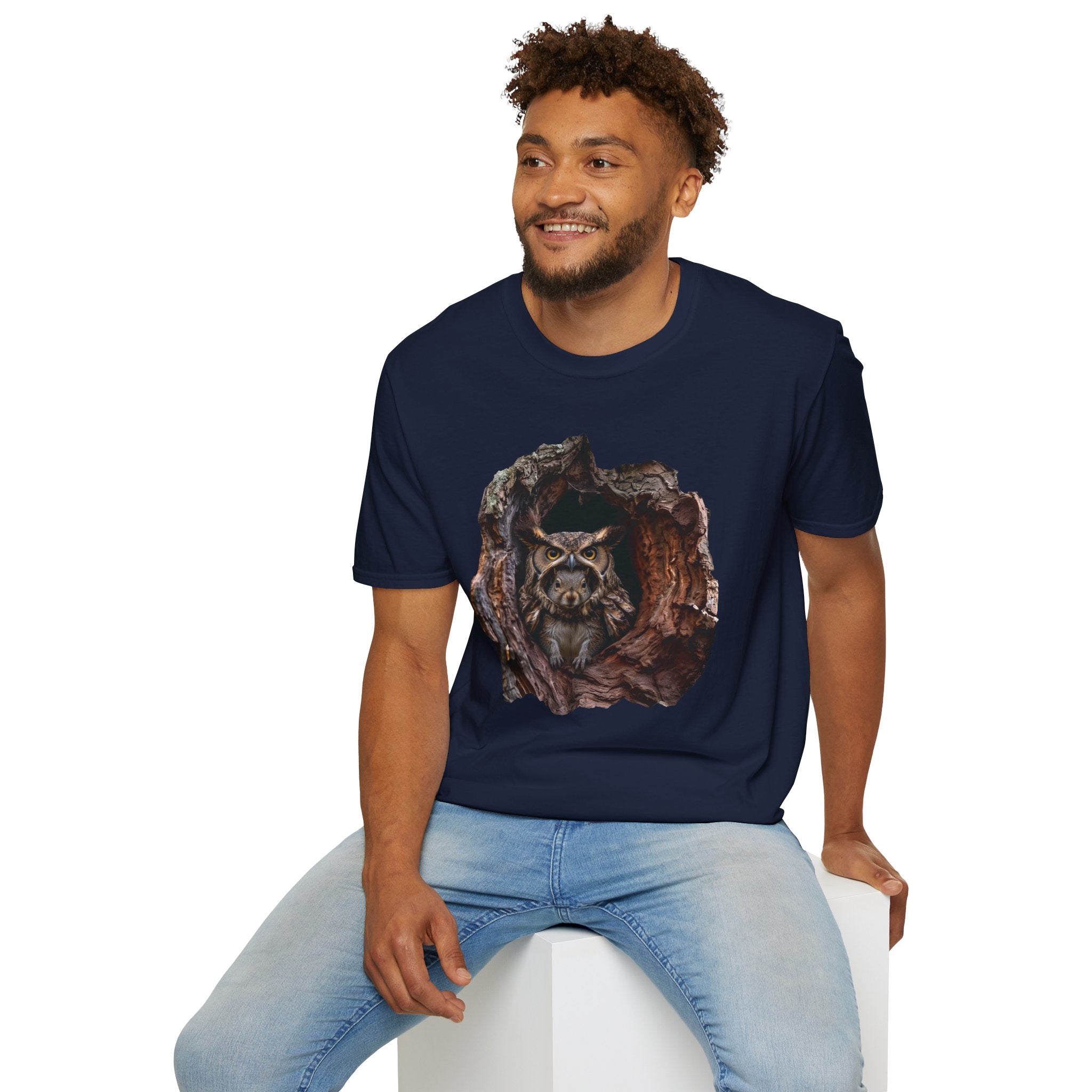Squirrel in Owl Disguise T-Shirt — "Prey Wearing Its Predator"