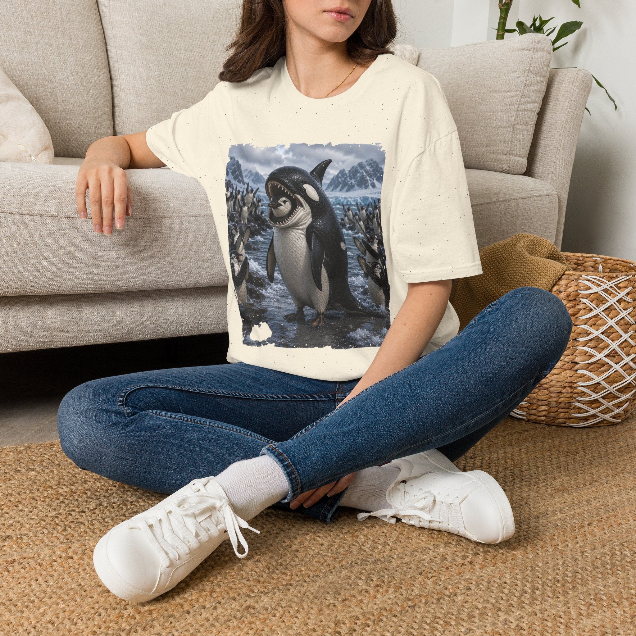 Orca & Penguin Graphic T‑Shirt — Cute Antarctic Wildlife Tee