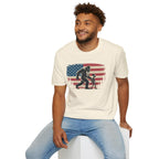 Bigfoot & Alien Patriotic T-Shirt — Distressed Flag Cryptid Design