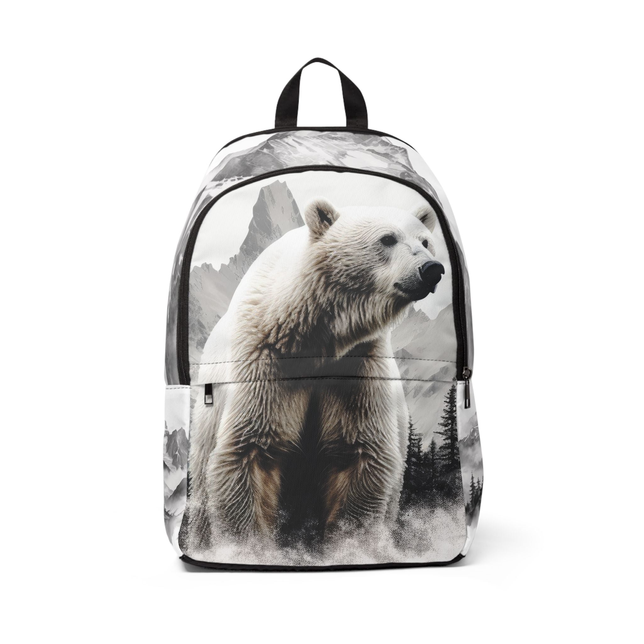 Grizzly Bear Wilderness Backpack — Monochrome Mountain & Forest Adventure Pack