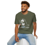 Grumpy Cat with Coffee T-Shirt — Moody Morning Cat Graphic Tee