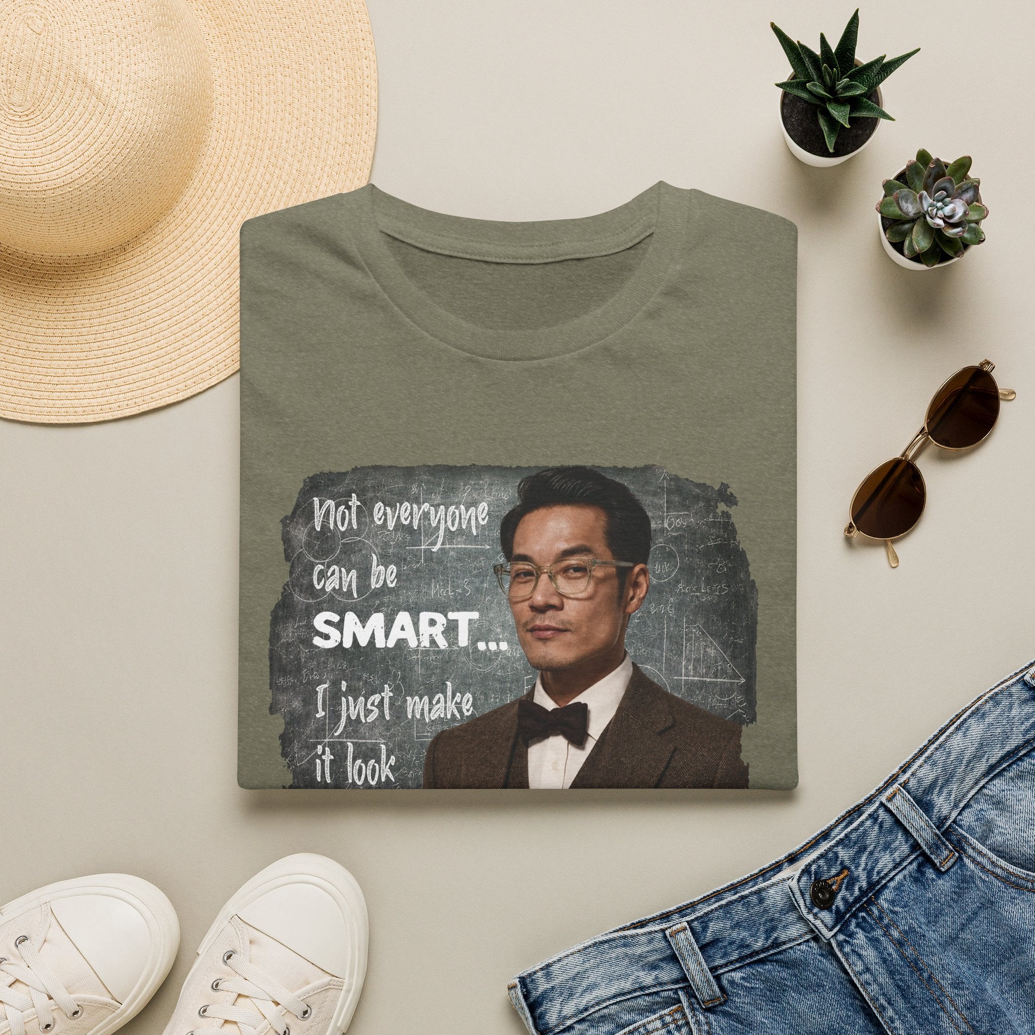 Funny 'Not Everyone Can Be Smart... I Just Make It Look Easy' T-Shirt — Asian Man Version