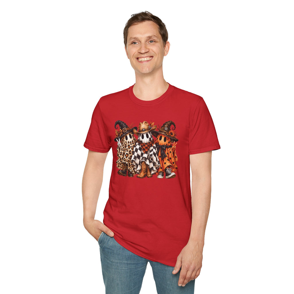 Halloween Pumpkin Crew T-Shirt — Leopard & Buffalo Plaid Spooky Friends
