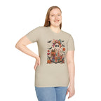 Patchwork Floral Ghost Halloween Shirt | Quilted Boho Ghost with Pumpkin and Bats
