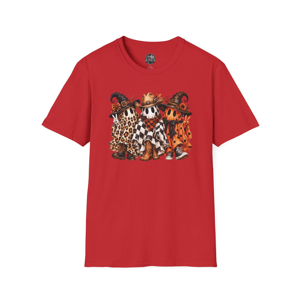Halloween Pumpkin Crew T-Shirt — Leopard & Buffalo Plaid Spooky Friends