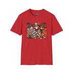 Halloween Pumpkin Crew T-Shirt — Leopard & Buffalo Plaid Spooky Friends