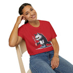 Cat Coffee T-Shirt — Grumpy Cat Holding Mug Illustration