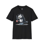 Cat Coffee T-Shirt — Grumpy Cat Holding Mug Illustration