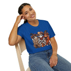 Halloween Pumpkin Crew T-Shirt — Leopard & Buffalo Plaid Spooky Friends